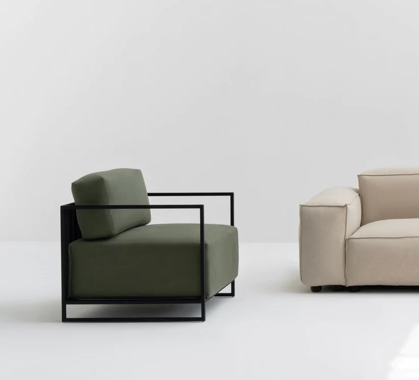 Two seater sofa with ottoman outlet