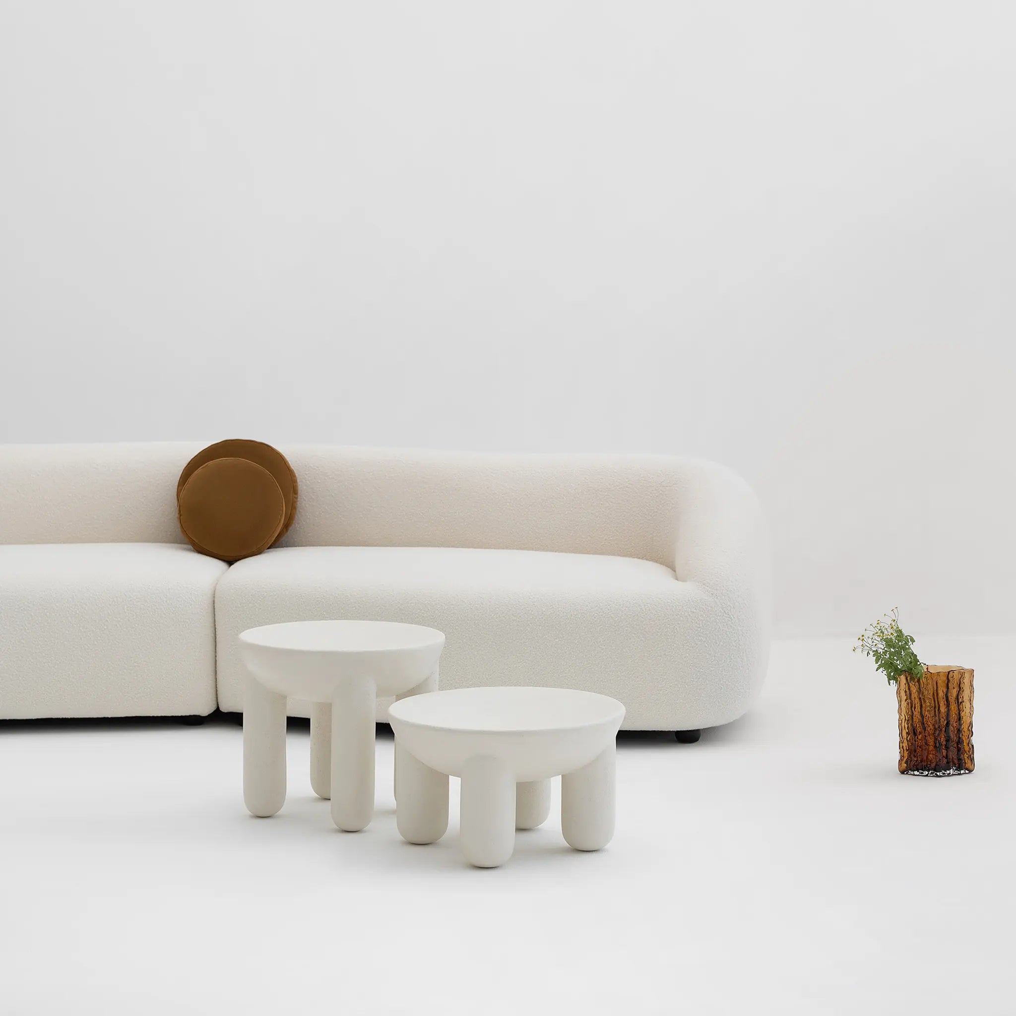 Textured surface detail of modern microplaster coffee table, cozy interior view