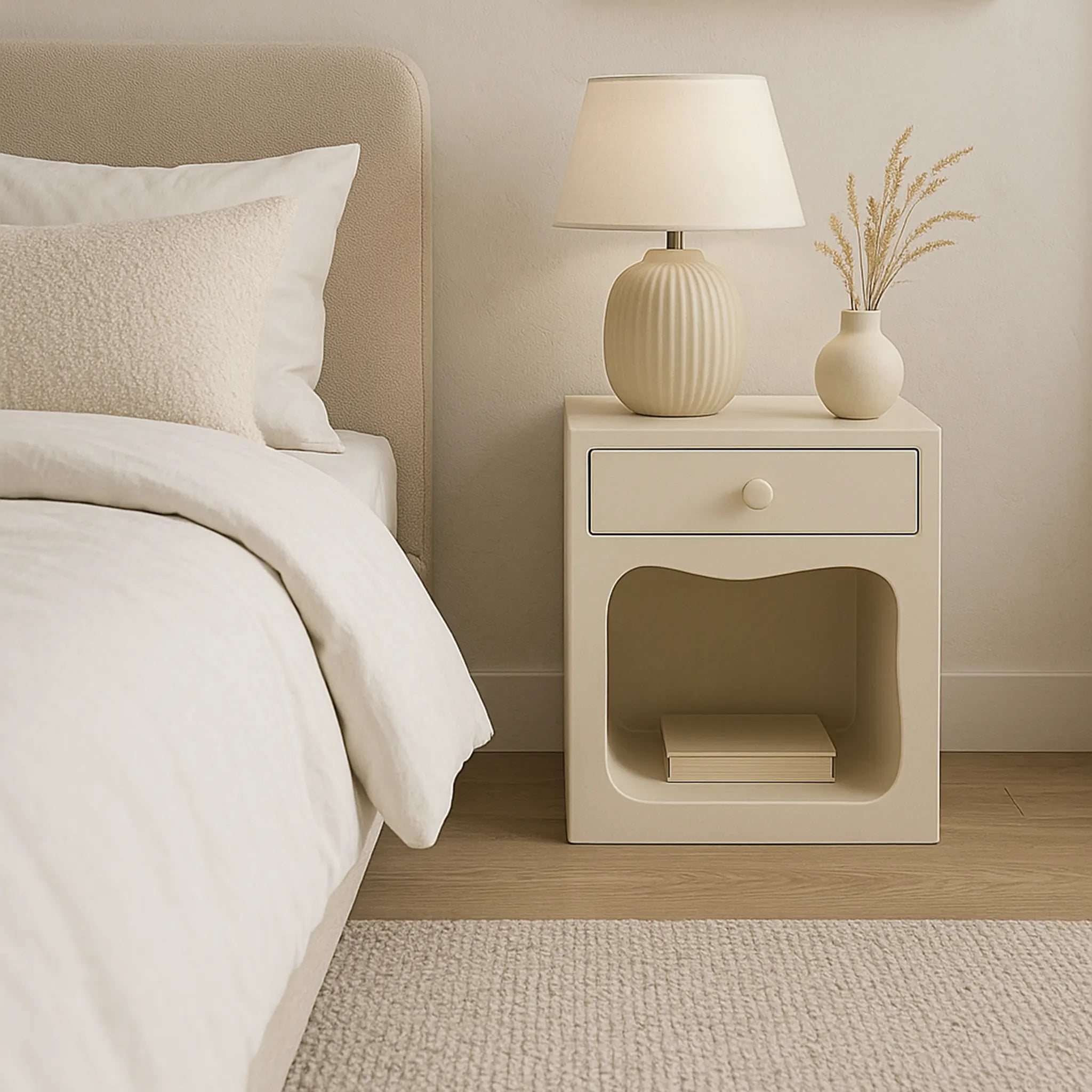 The Alphie Bedside Table in Microplaster