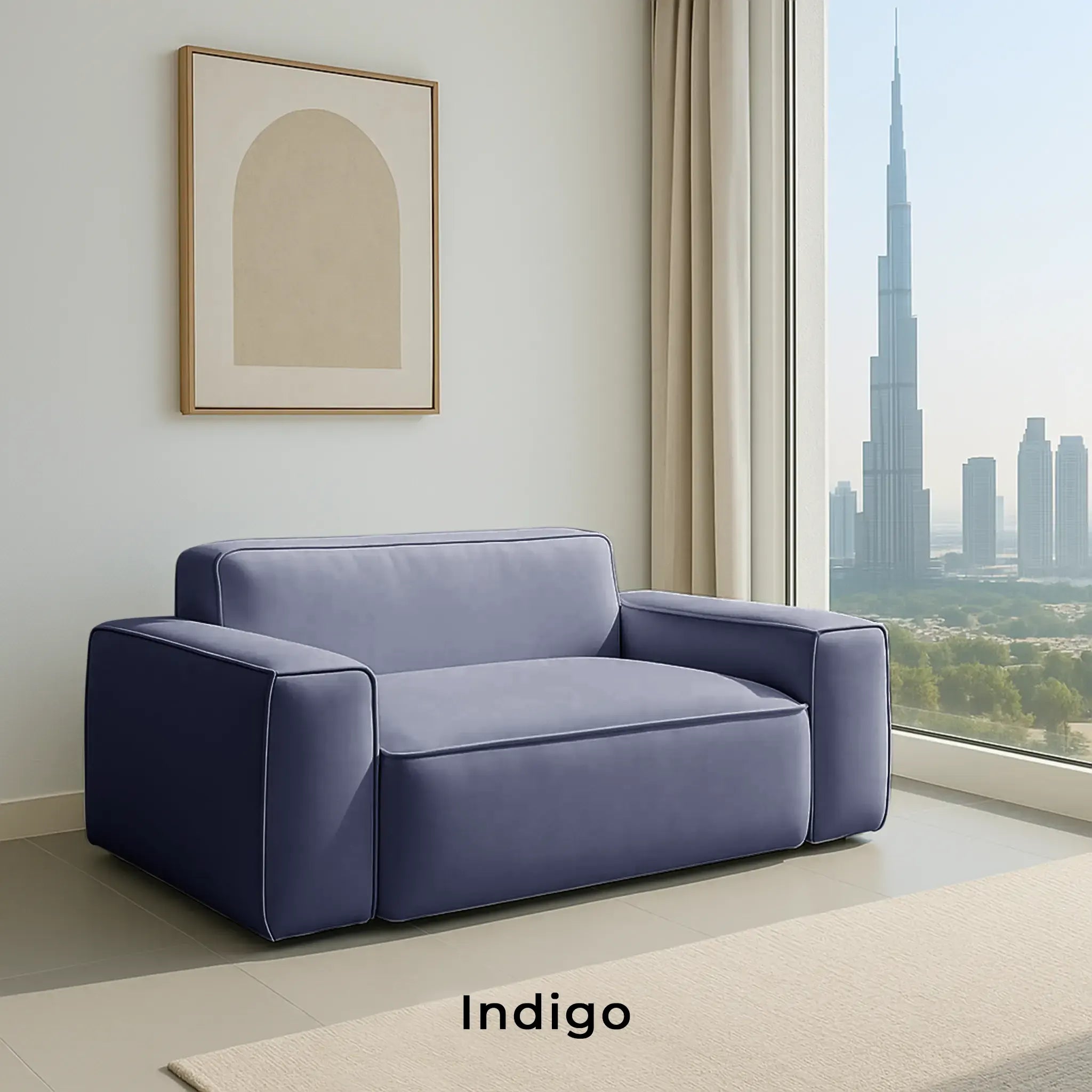 Damien 1.5 Seater Sofa in gray color combining comfort and elegance