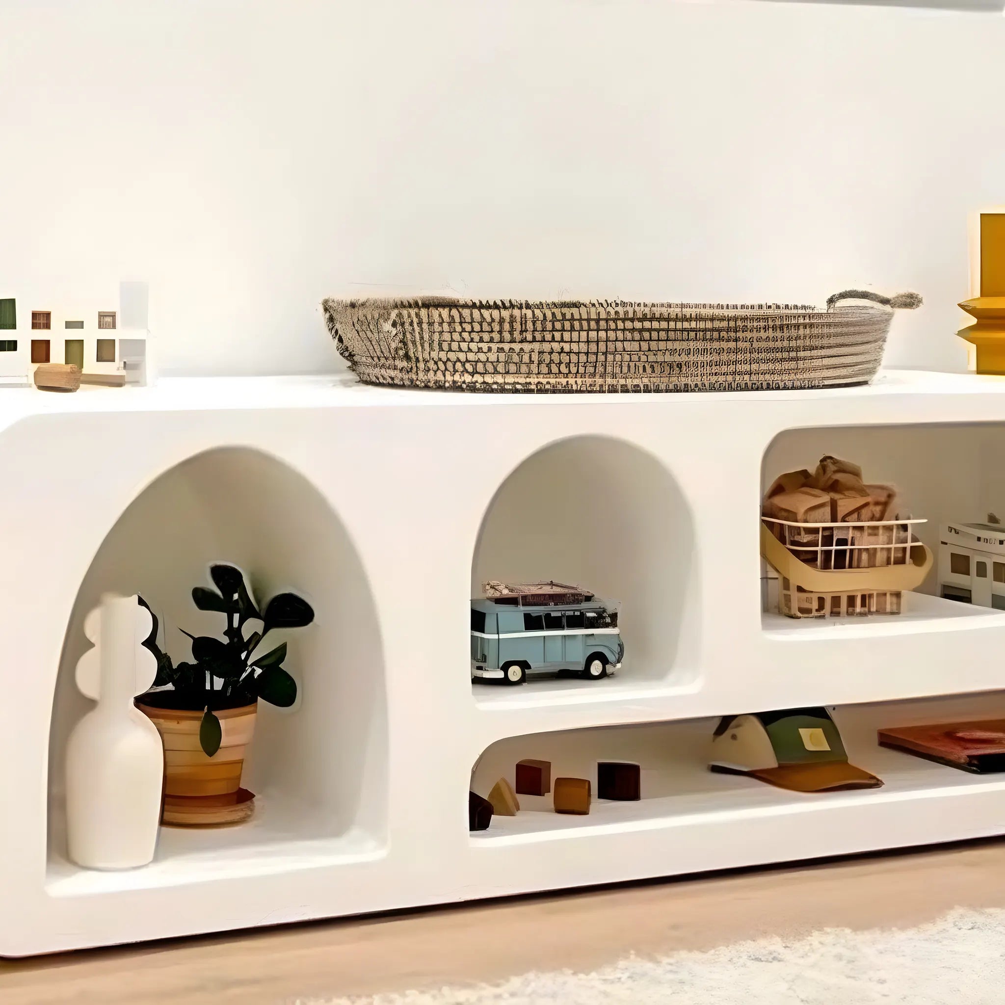 Practical and stylish TV cabinet with toy storage, ideal for families with young children.