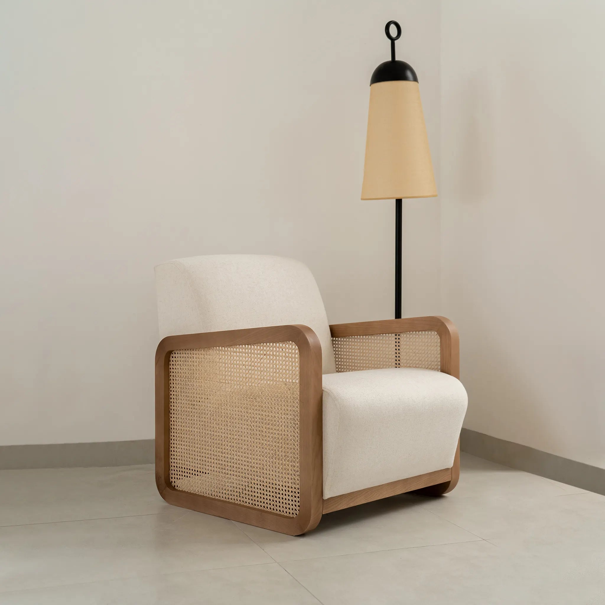 Mid-century outdoor lounge chair design, featuring The Georgia Accent Chair with vintage appeal and contemporary comfort.