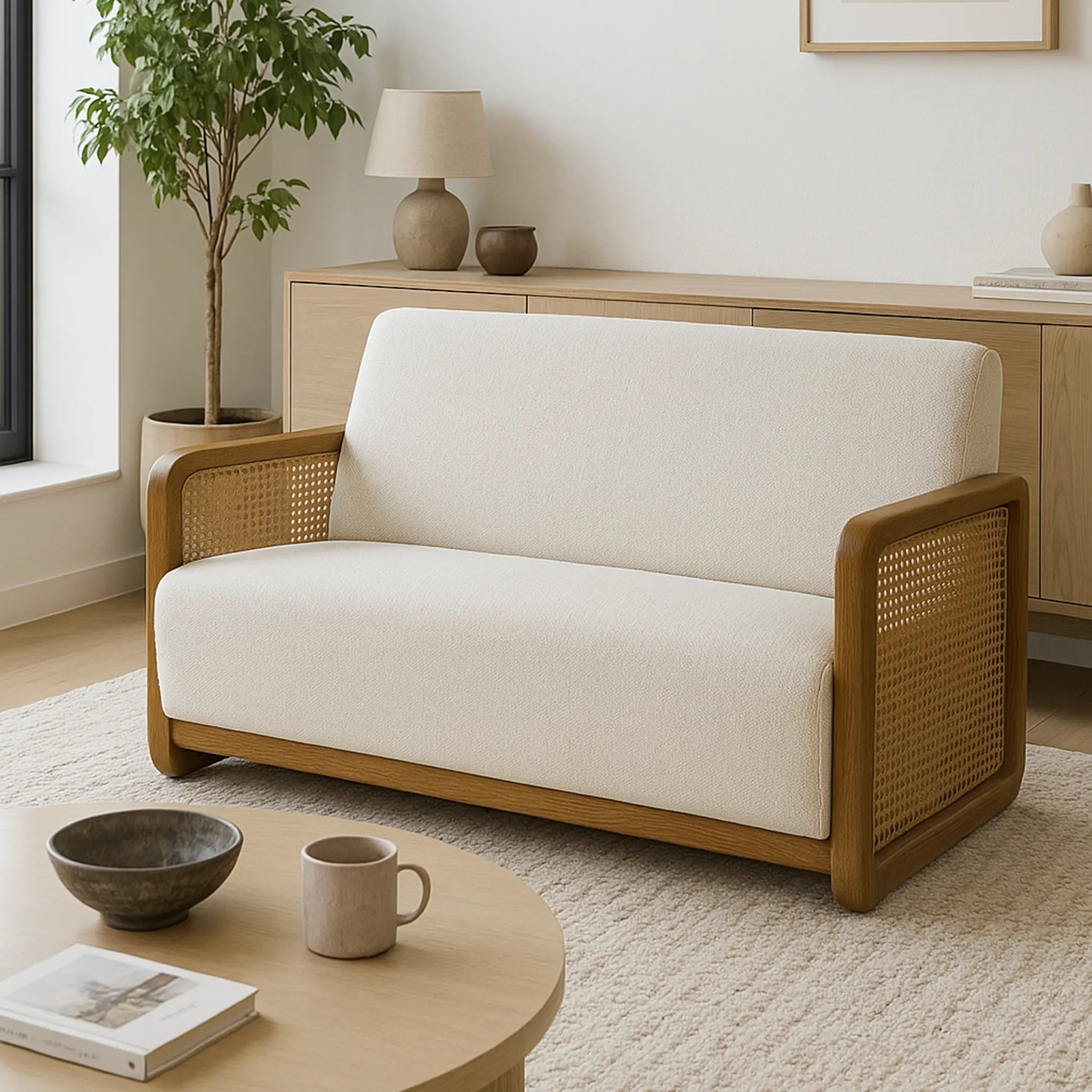 The Georgia Loveseat Accent Chair, perfect for small spaces or adding a stylish touch to any room with its modern design.
