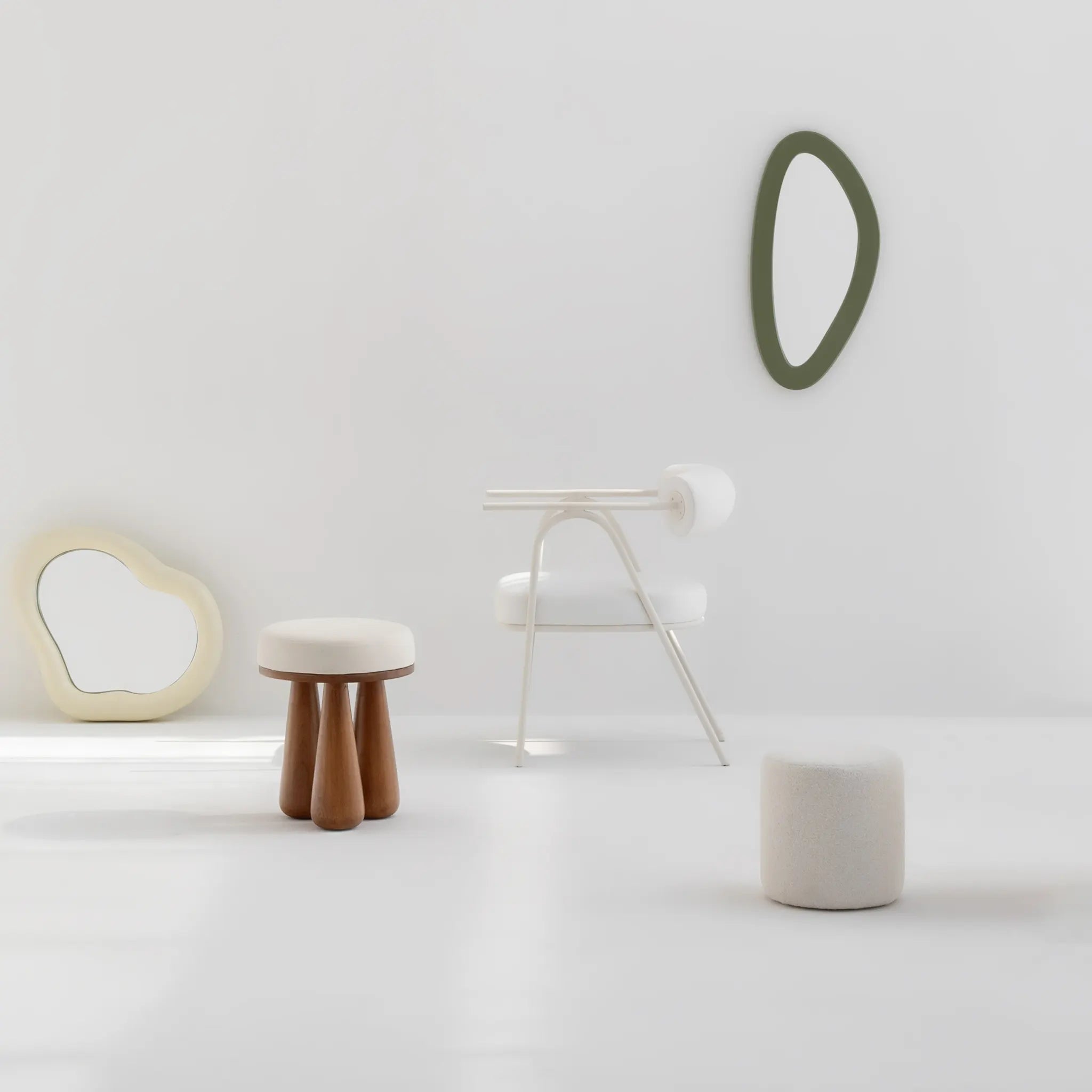 The Wanda dining chair styled in a bright and airy space, showcasing its pristine white finish.