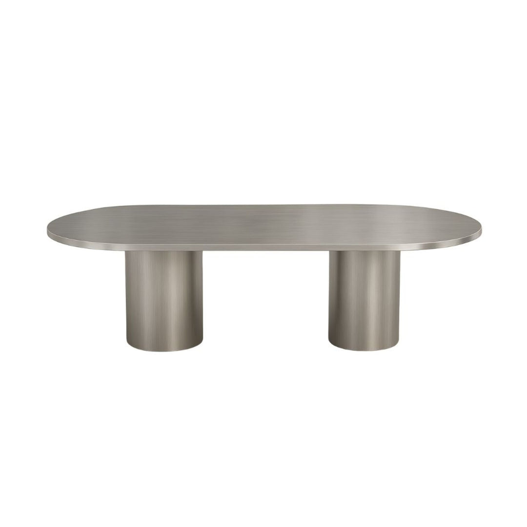 The Dana Brushed Stainless Steel Dining Table