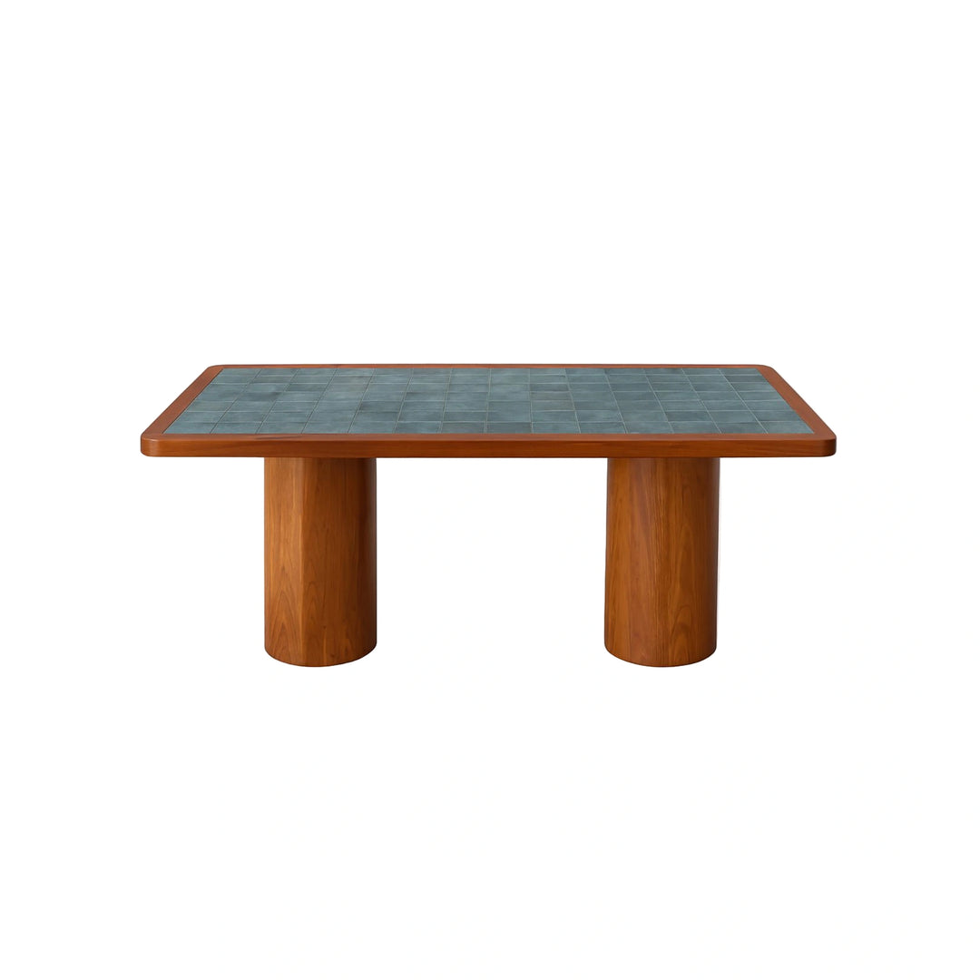 The Taleen Tile and Solid Wood Indoor/Outdoor Dining Table
