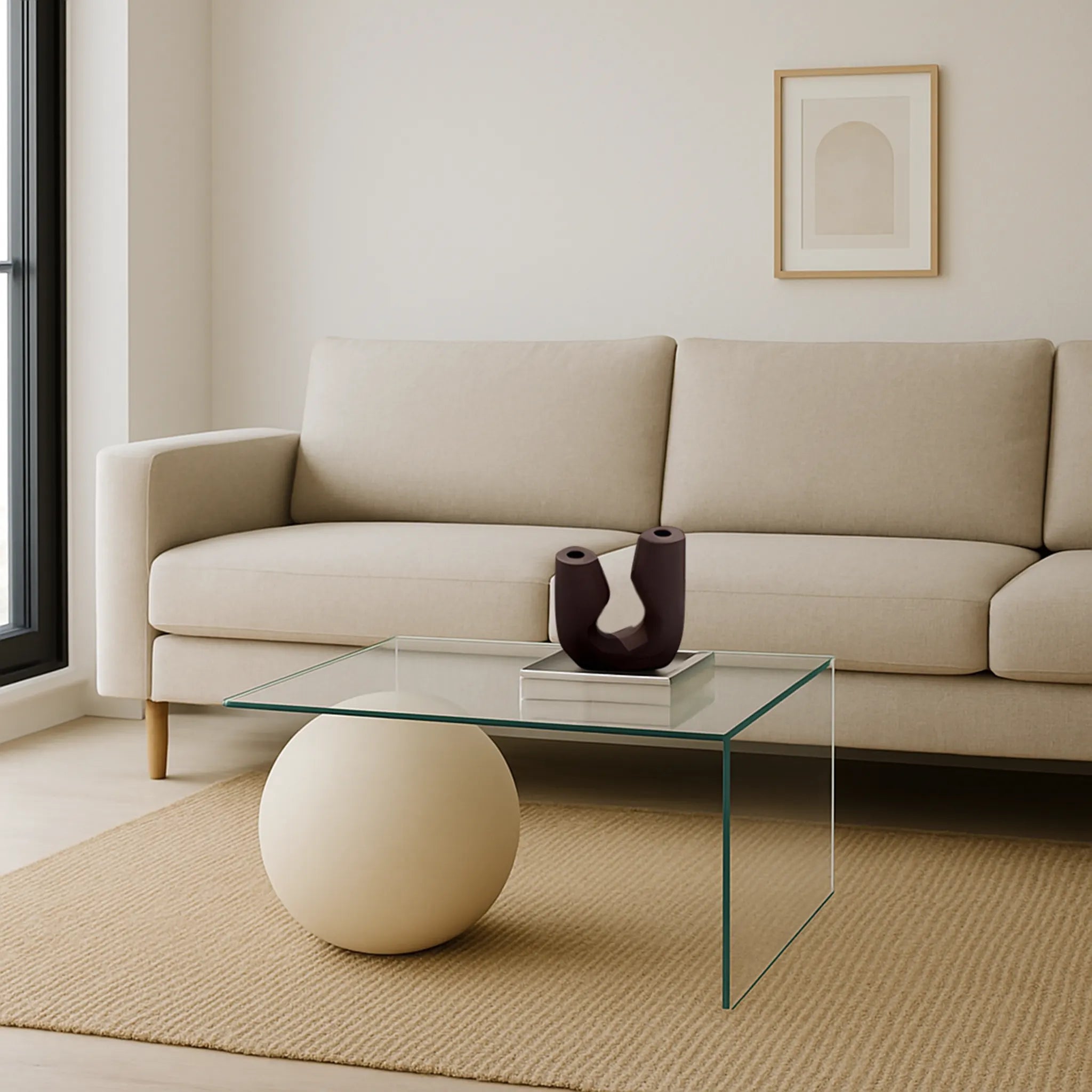 The Yoon Glass Coffee Table adds sophistication to your living room, blending with your modern furniture.