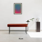 Load image into Gallery viewer, The Danielle Bench in rusty red fabric.