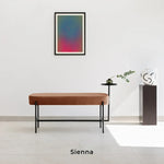 Load image into Gallery viewer, The Danielle Bench in sienna brown fabric.