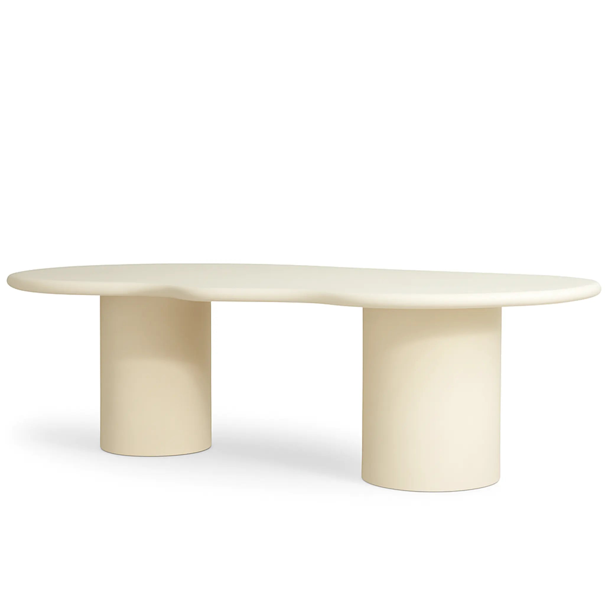 Elegant 6 seater dining table with a curvy design, featuring a durable microplaster surface.