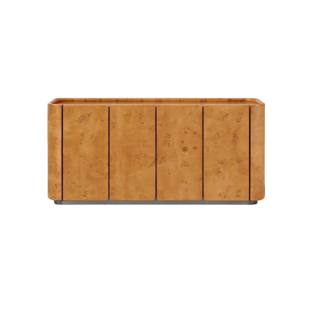 The Berta Burlwood and Brushed Stainless Steel Sideboard