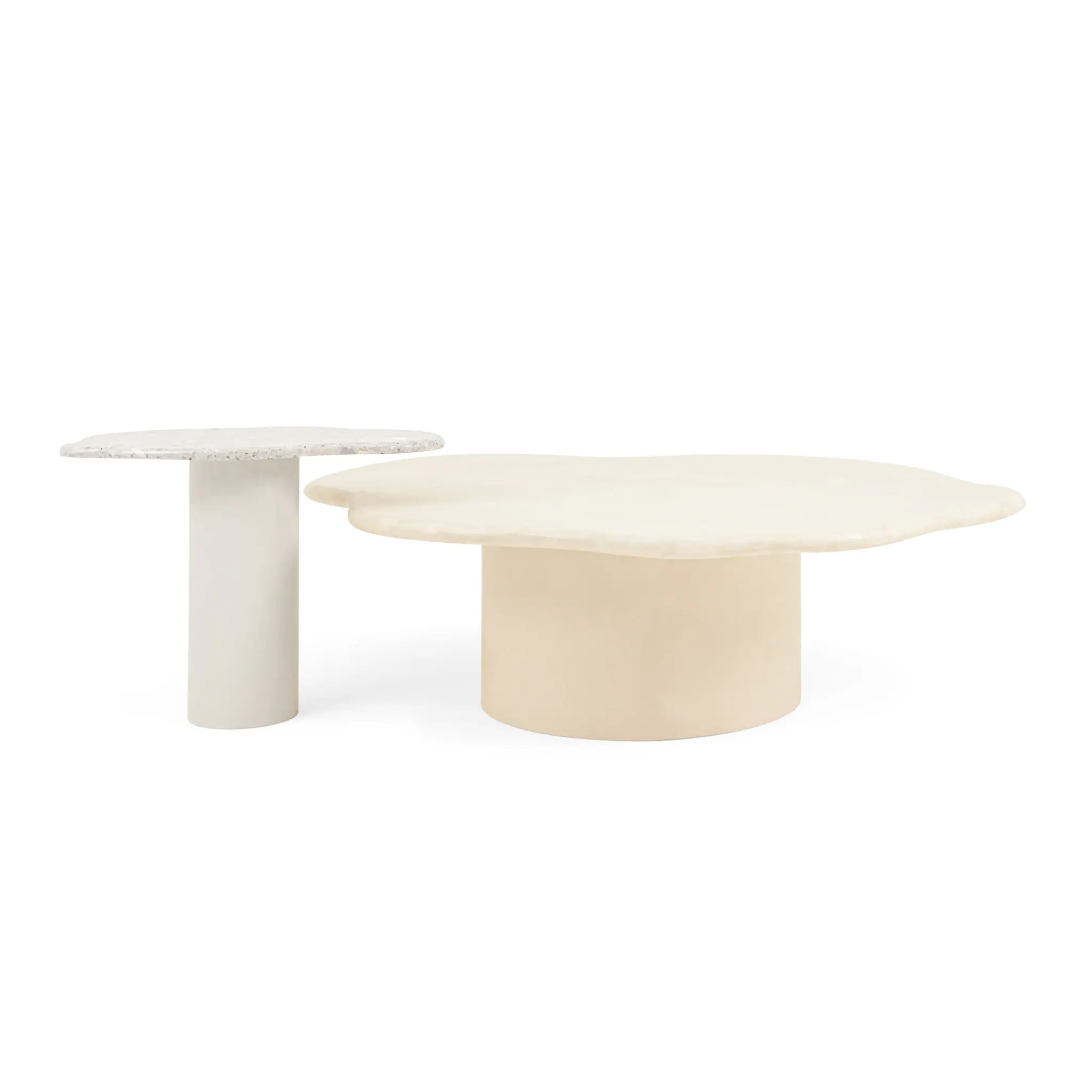 coffee table with stools white background view