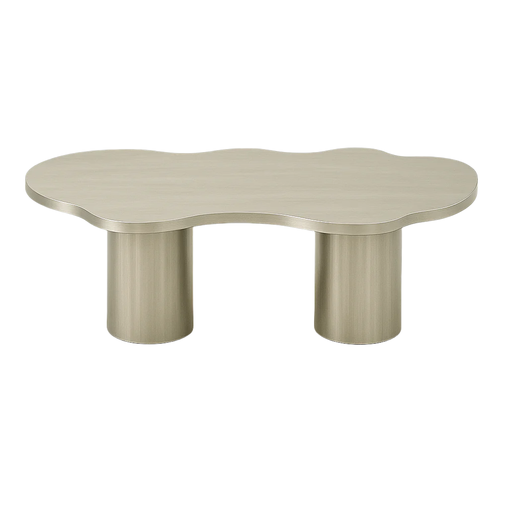 The Victoria Curvy Dining Table in Stainless Steel