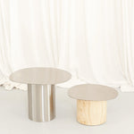 Load image into Gallery viewer, The Ottis Burlwood and Stainless Steel Coffee Table Pair
