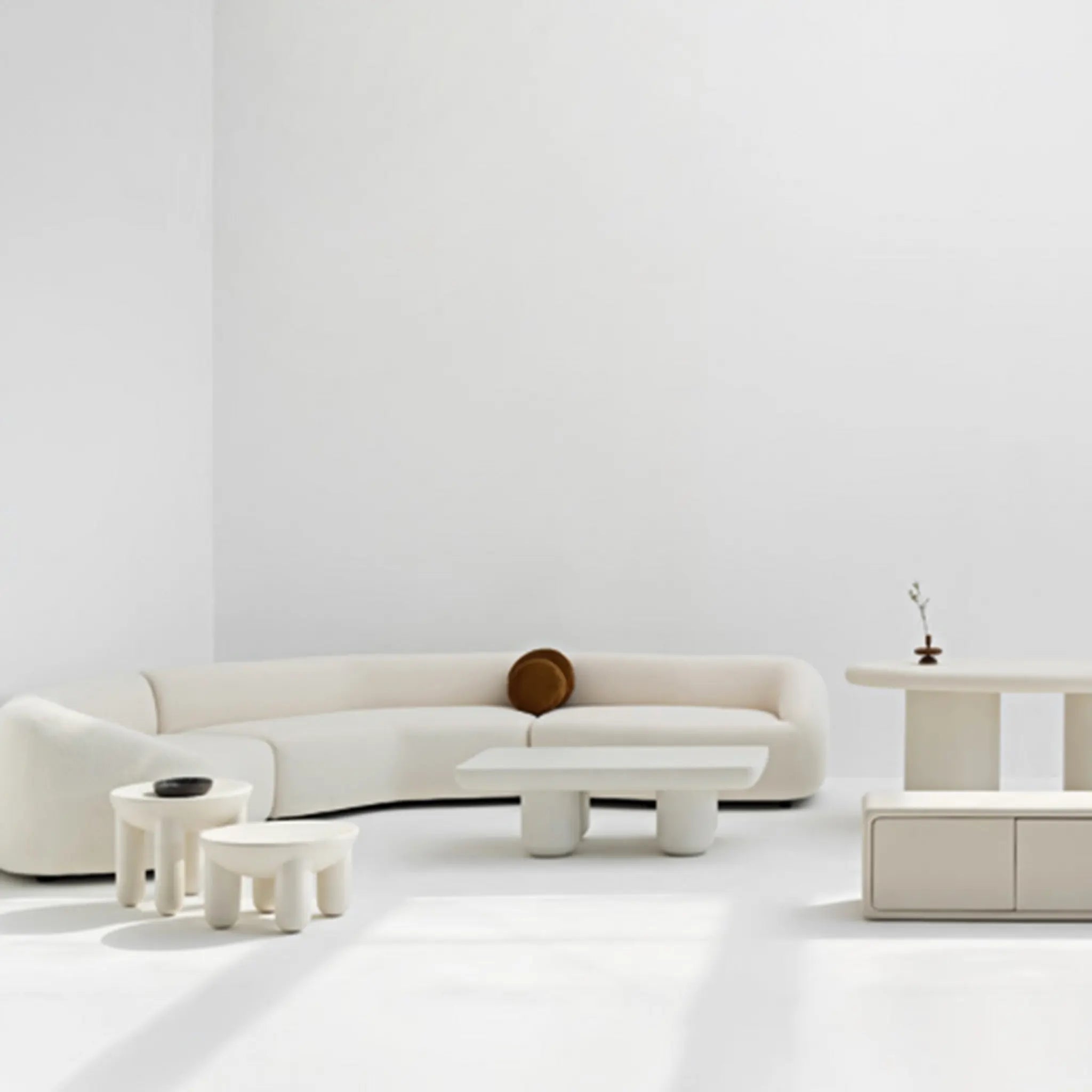 The Berta Coffee Table’s white surface, highlighting its sleek finish and clean design.