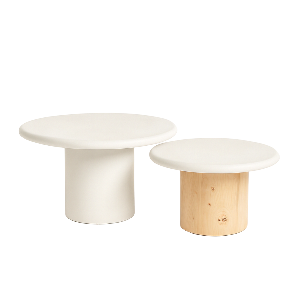 The Rufus Coffee Table set in Microplaster and Burlwood (Bundle Pricing)