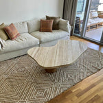 Load image into Gallery viewer, Minimalist room featuring The Eliza Coffee Table with a sleek white base and marble top – a clean-lined marble coffee table UAE modern homes will appreciate.
