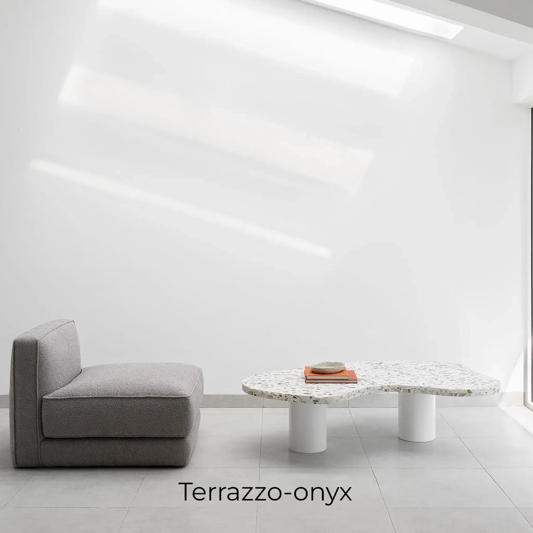 The Eliza Coffee Table with a beautiful marble top, bringing contemporary elegance to your living room or lounge.