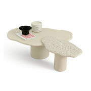 The Elon Nesting Coffee Tables feature a sleek white marble top and minimalist design, perfect for modern interiors seeking elegance and functionality.