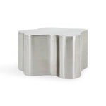 Load image into Gallery viewer, Close-up of the smooth surface of The Genevive Stainless Steel Coffee Table, highlighting its polished steel finish.
