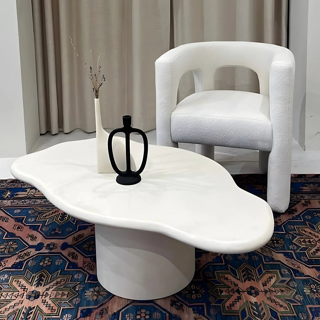 Close-up of The Jamie Coffee Table’s thick glass surface, revealing clarity and durability – a quality glass coffee table Dubai online shoppers can trust.