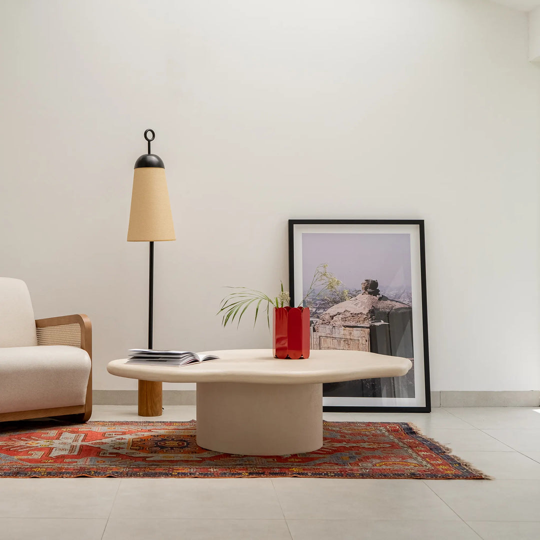 Flooded with natural light, this living room highlights The Jamie Coffee Table’s airy design and contemporary shape – an elegant round glass coffee table for Dubai homes.