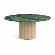 The Marx Dining Table with Marble Top and Fluted Microplaster Legs
