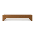 Load image into Gallery viewer, Low square wood coffee table, The Noah, featuring a sleek design with warm wood tones and marble inlay, perfect for contemporary spaces.
