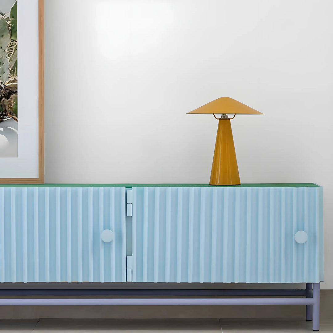 White TV cabinet with storage, adding elegance to a contemporary family room.