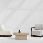 Load image into Gallery viewer, Detailed close-up of the Stone Effect Outdoor Coffee Table, highlighting its textured stone surface.
