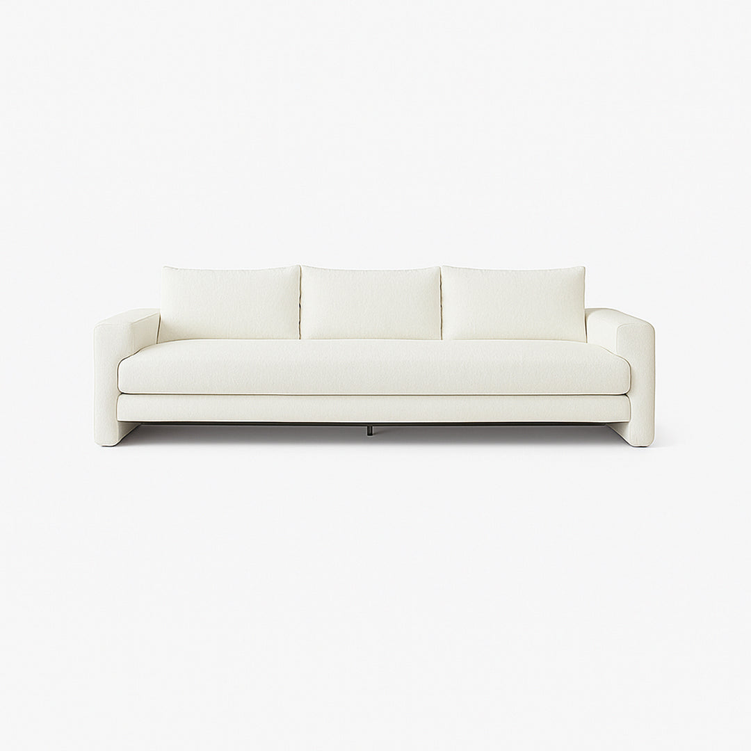 Elegant modern white sofa designed to add sophistication to any minimalist living space.