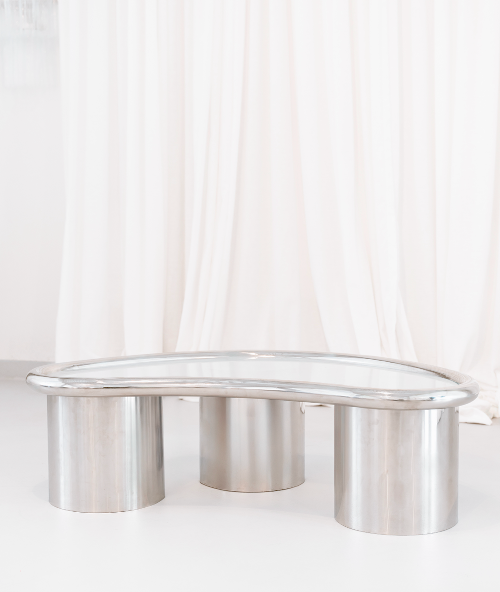 The Willow coffee Table in Chrome and Glass - Standard