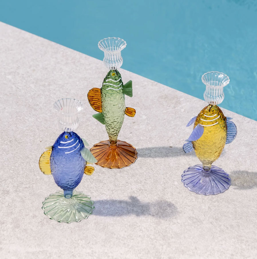 Candle Holder Fish -  Blue
