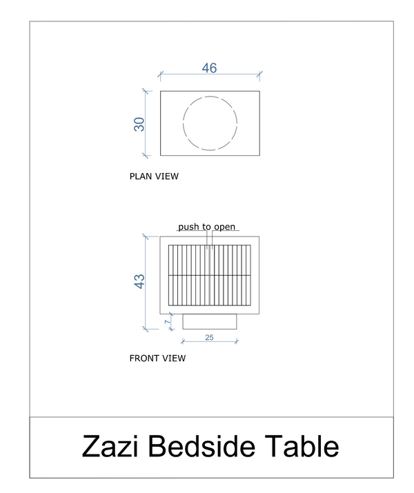 The Zazi Bedside Table Drawing
