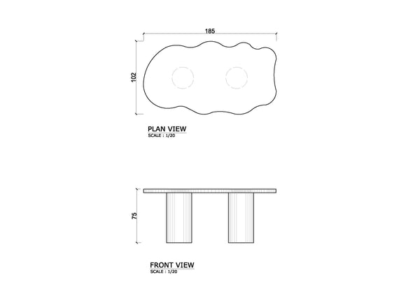 Victoria Curvy Dining Table_Six Seater