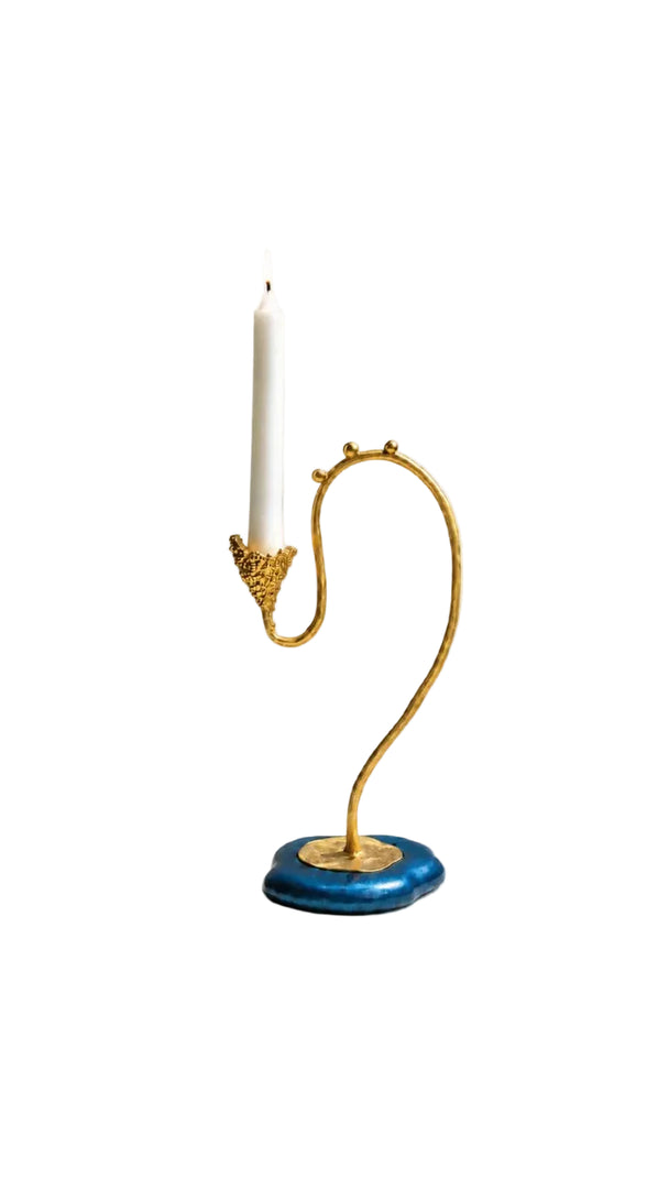 Standing Frost Candle Holder in Blue by Jude Benhalim