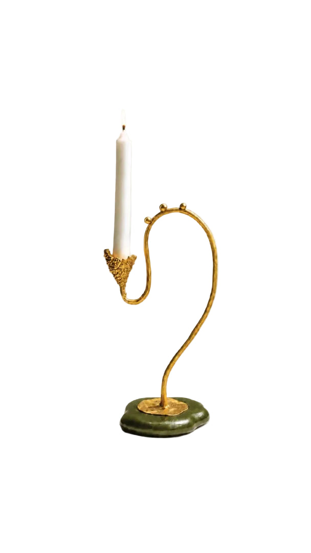 Standing Frost Candle Holder in Green by Jude Benhalim