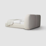 Load image into Gallery viewer, Simple and sophisticated, the Ashley white platform bed creates a serene sleeping space. luxury bedding
