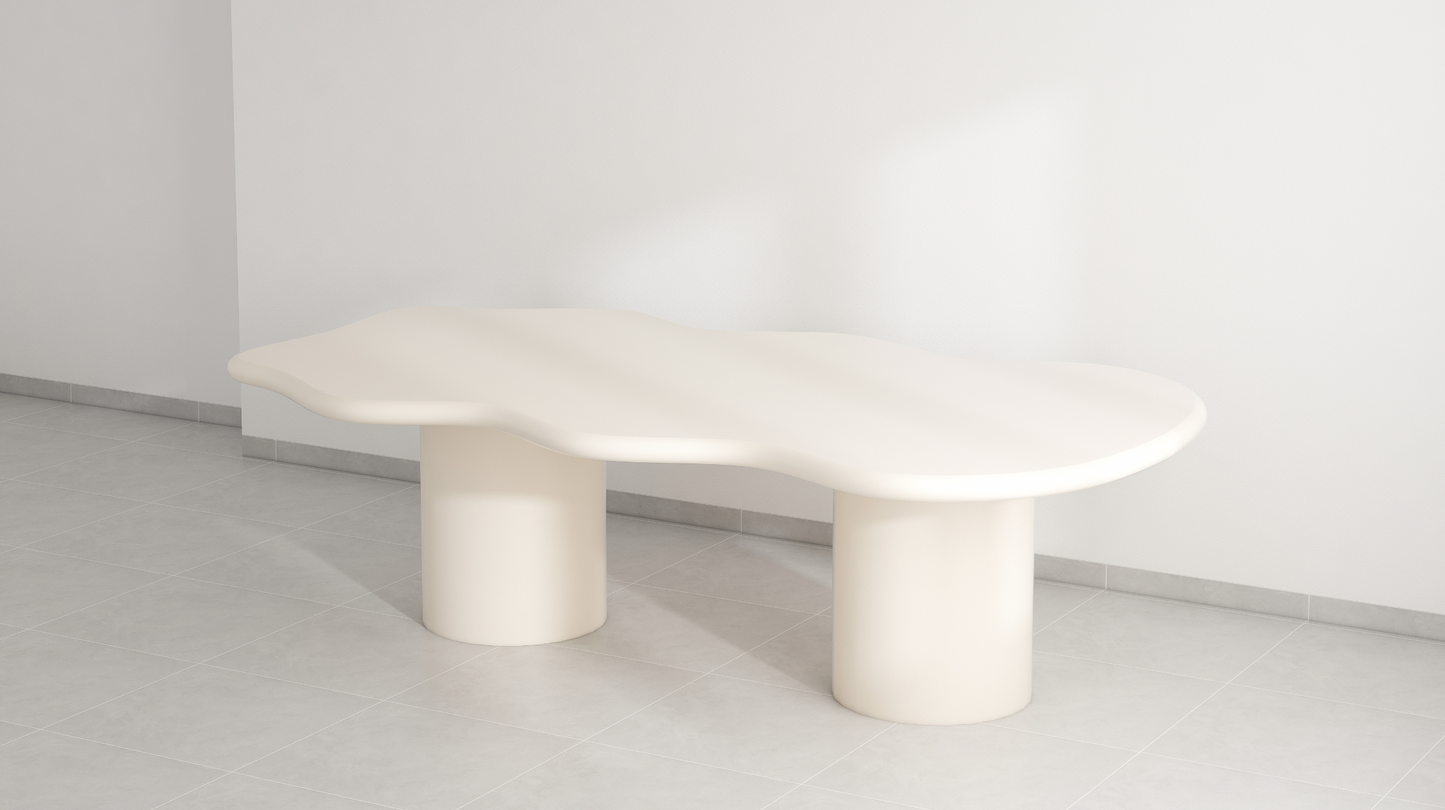 The Victoria Curvy Dinning Table in Microplaster