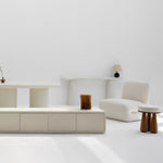 Load image into Gallery viewer, &quot;Modern living room setup featuring The Alma Console in white with a sleek, contemporary look.&quot;
