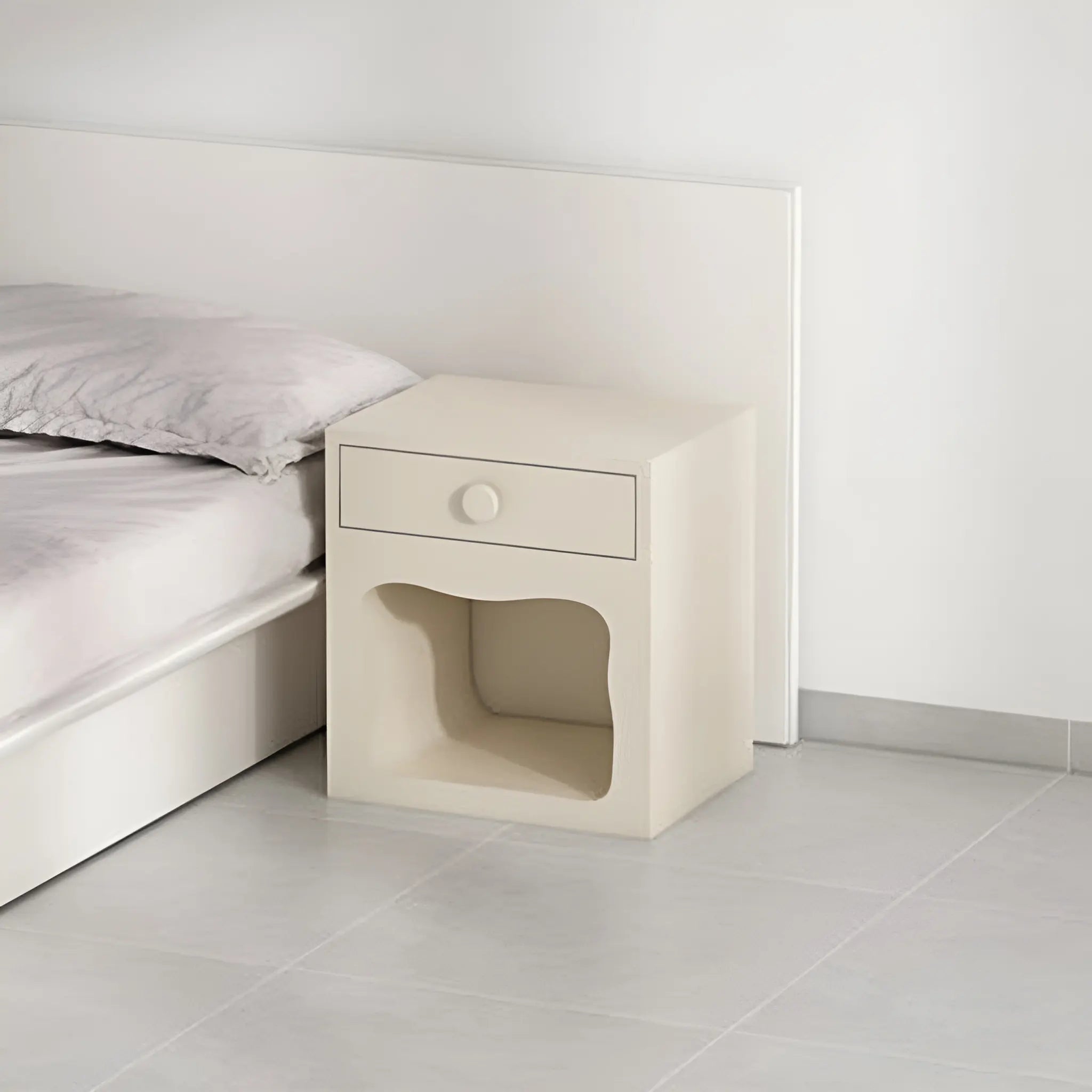 The Alphie Bedside Table in Microplaster