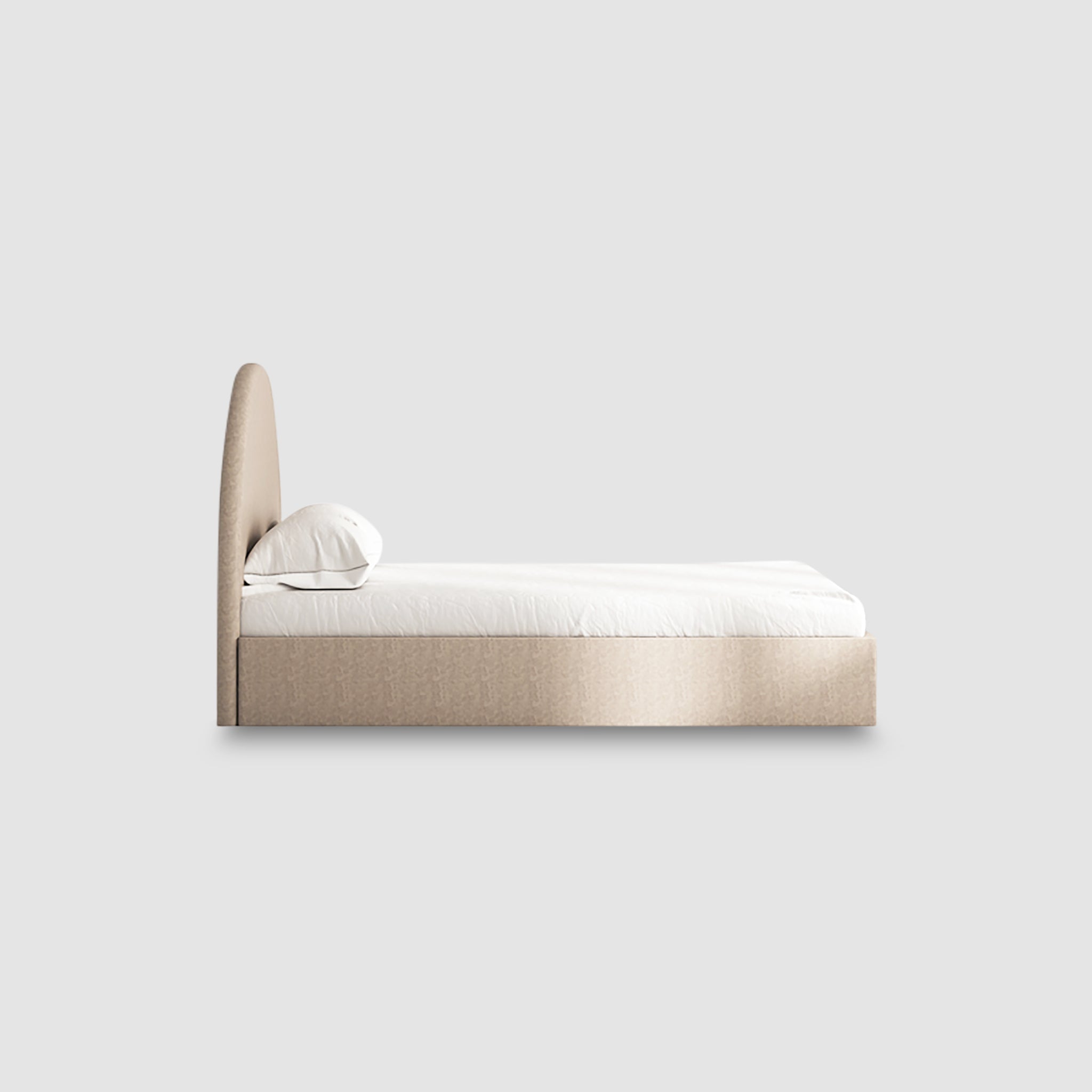 Space-efficient Archie Bed in warm beige upholstery, perfect for smaller rooms.
