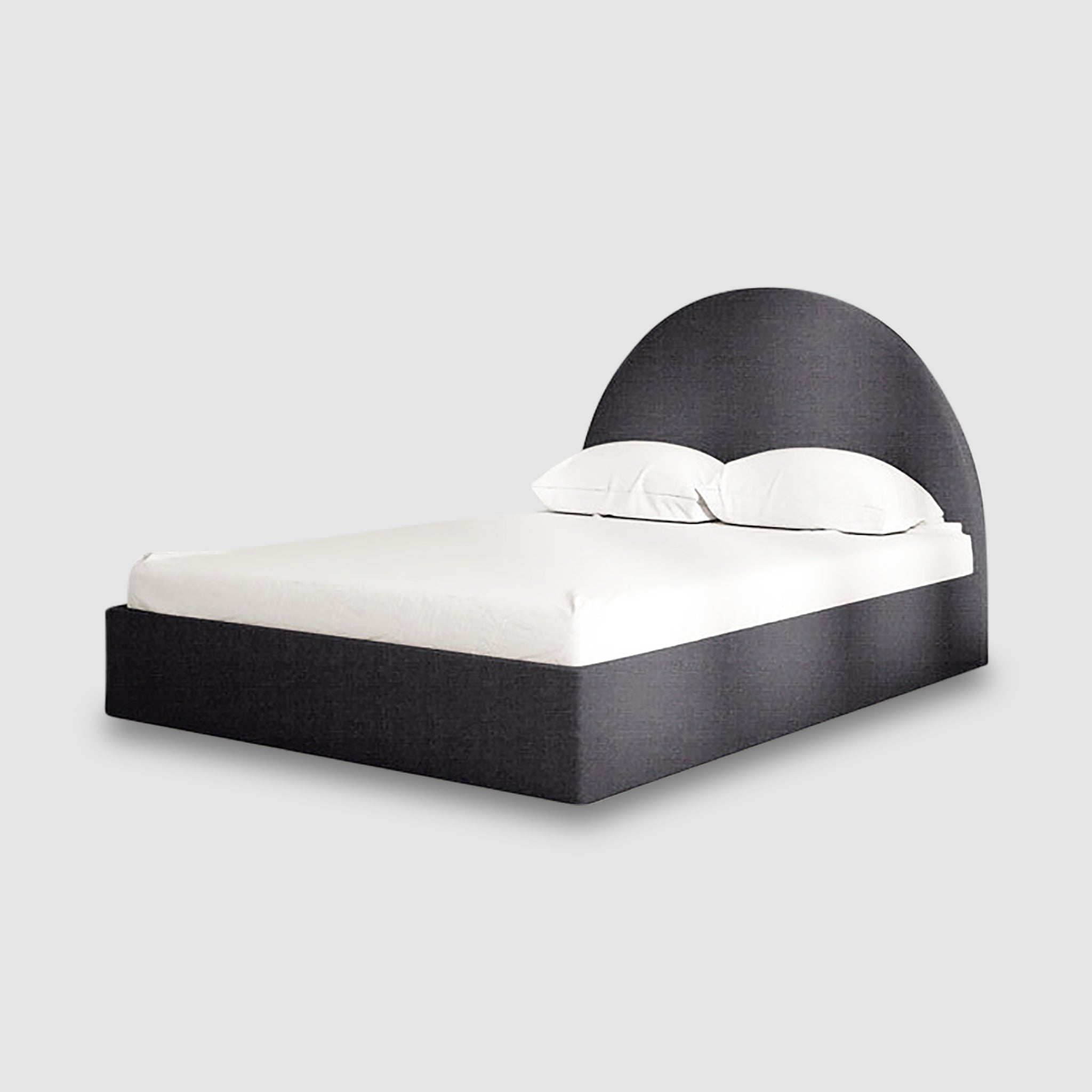 The Archie Bed featuring a sophisticated and compact design with grey upholstery.
