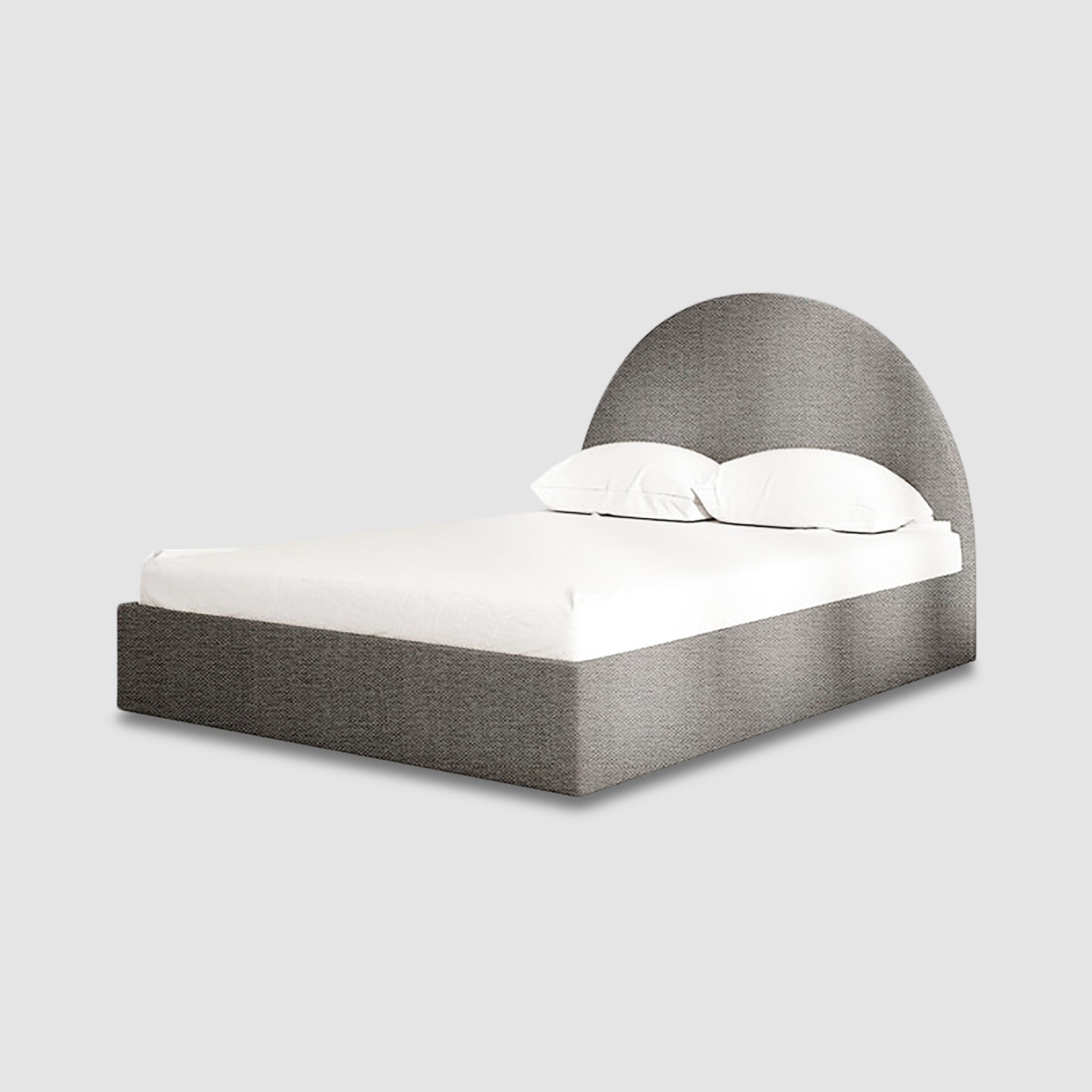 Space-efficient Archie Bed with a luxurious textured grey headboard.