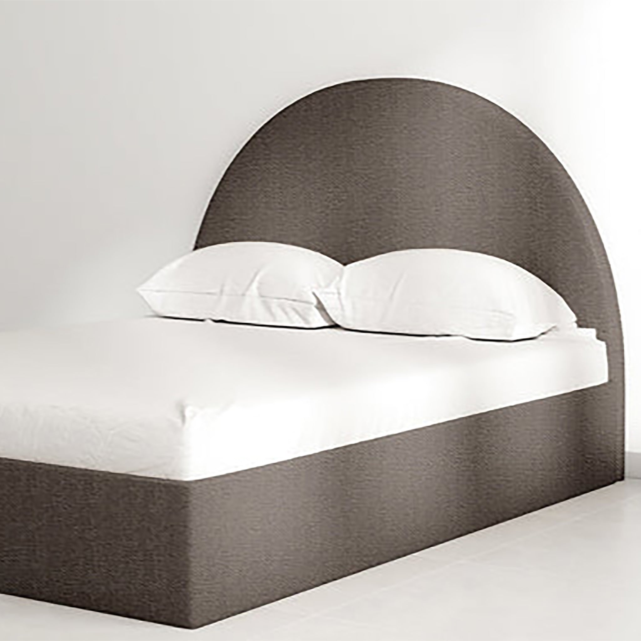 Modern Archie Bed featuring a compact frame and sophisticated grey headboard.