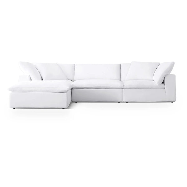 L shape cloud sofa designed for ultimate comfort, styled in a vibrant living room setup.