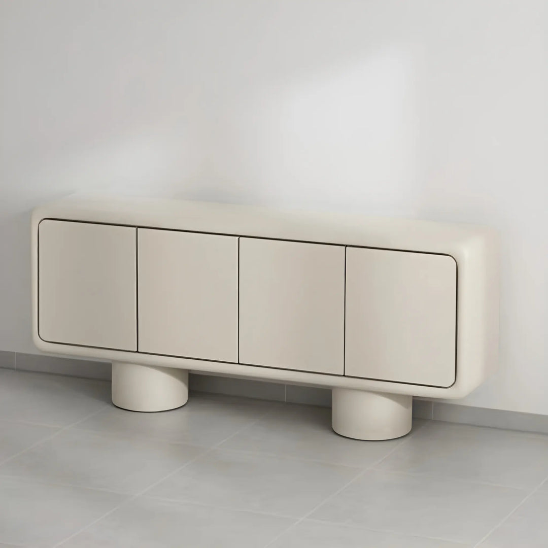 Living room sideboard cabinet used for both storage and as a centerpiece for elegant interiors.