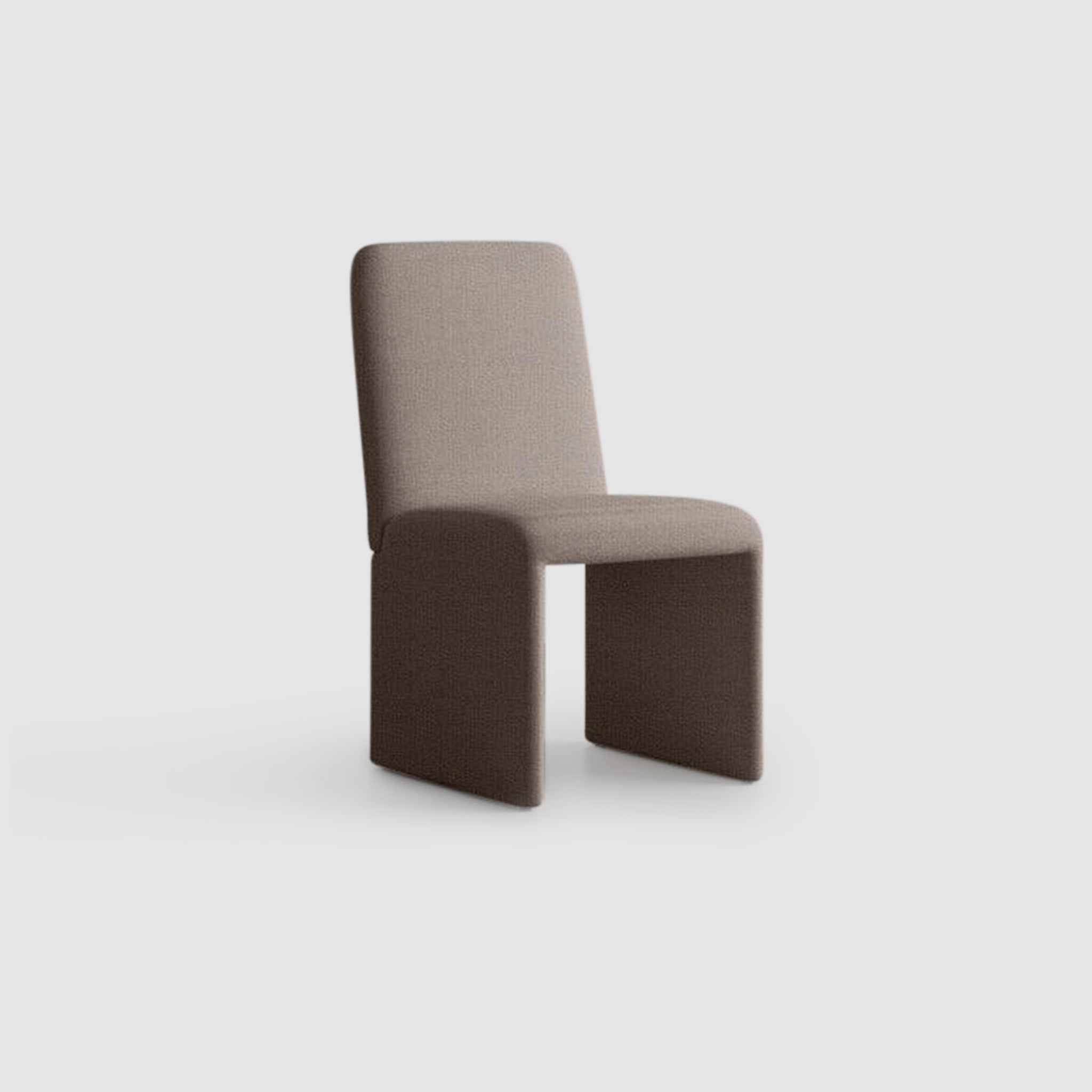 Elegant brown fabric dining chair with clean lines