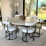 Load image into Gallery viewer, Round dining chair with a comfortable cushioned seat, perfect for family meals and entertaining guests.
