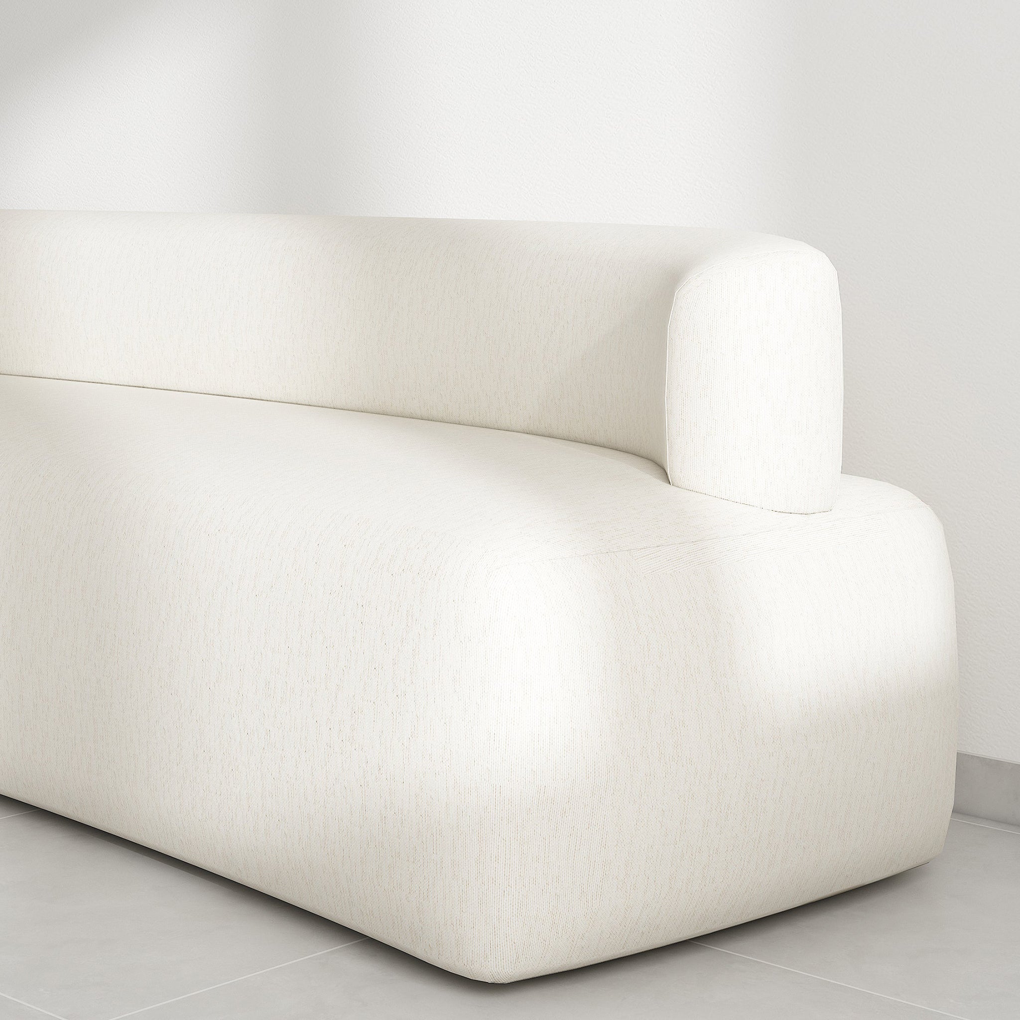 Zoom-in Stylish white sofa featuring a clean, simple silhouette